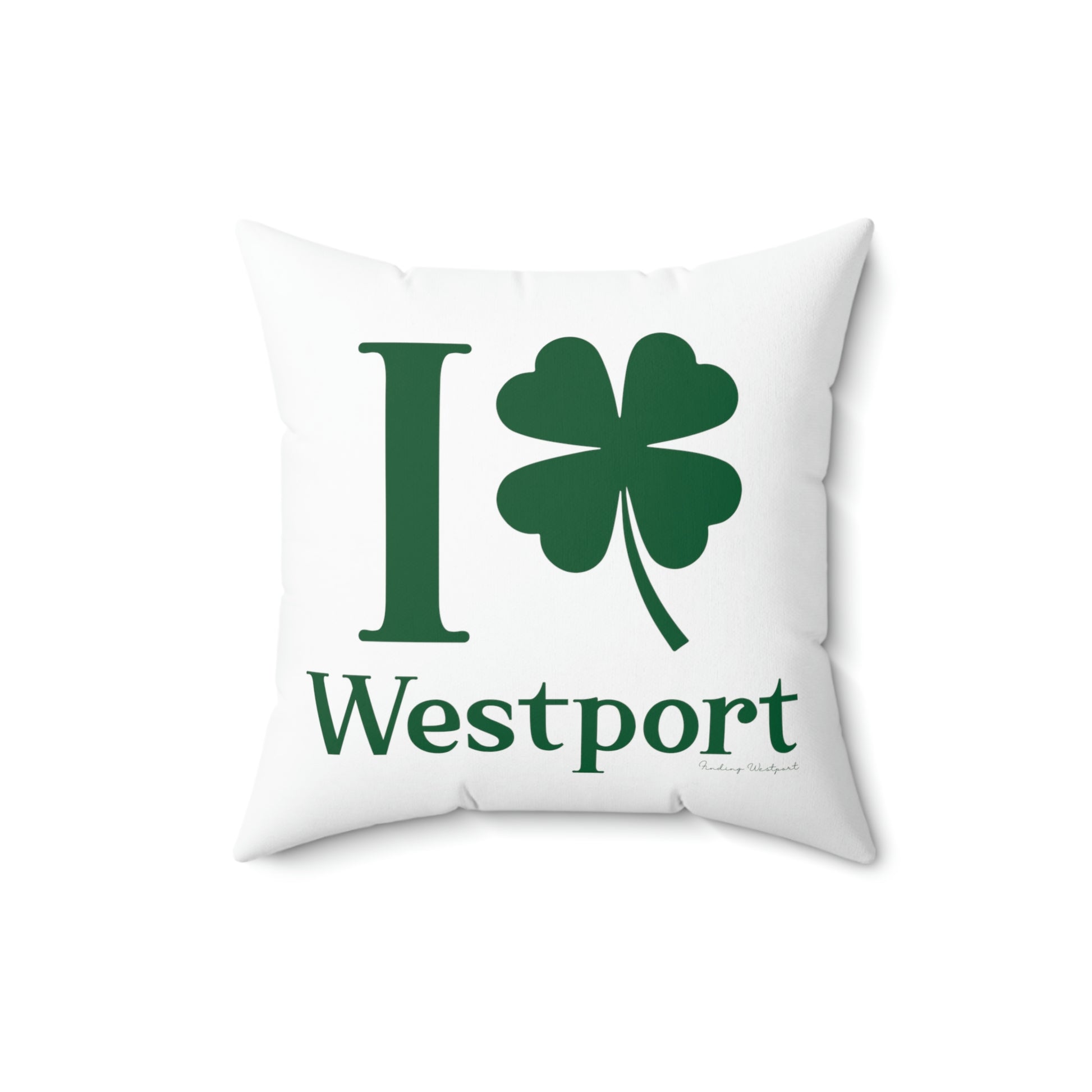 westport connecticut st. patricks day piillow, i clover westport 