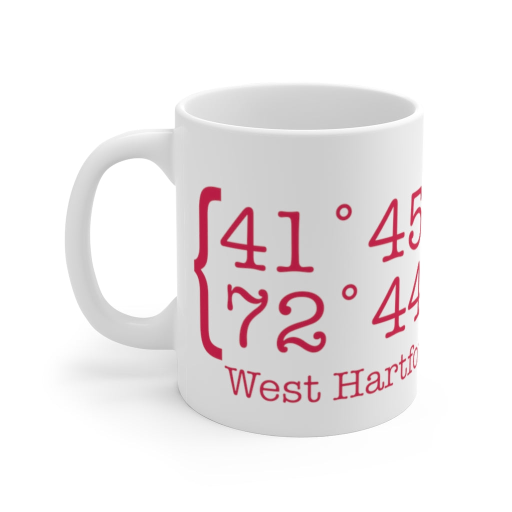 West Hartford Coordinates mugs.  West Hartford Connecticut tee shirts, hoodies sweatshirts, mugs, other apparel, home gifts, and souvenirs. Proceeds of this collection go to help Finding Connecticut’s brand. Free USA shipping. 