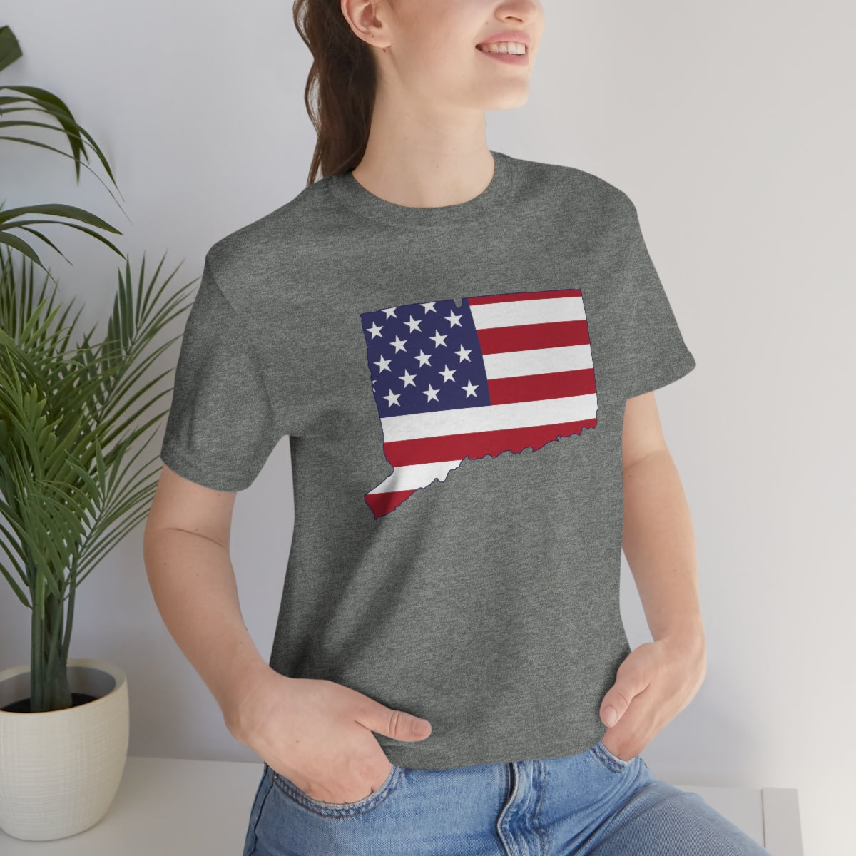 Connecticut American Flag Unisex Jersey Short Sleeve Tee