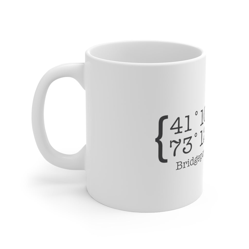 Bridgeport Coordinates White Ceramic Mug