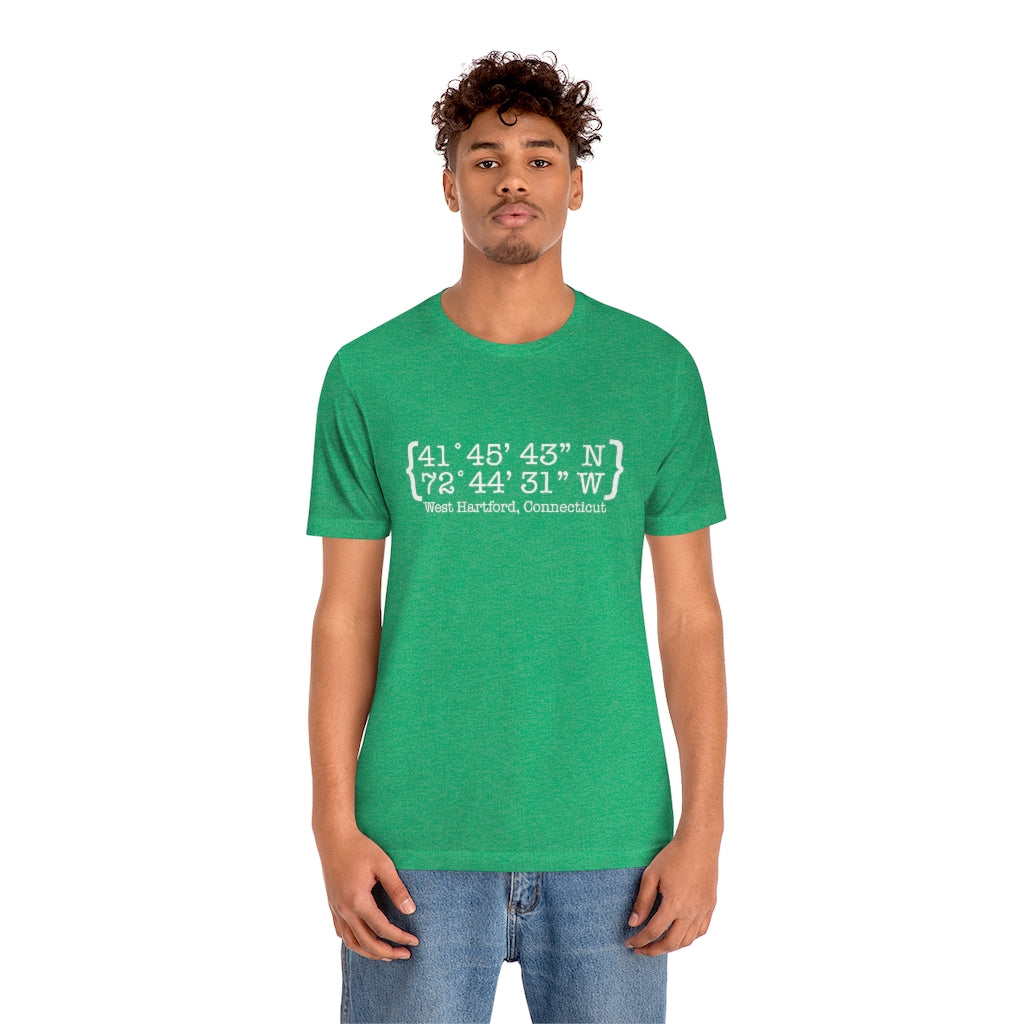 West Hartford Coordinates tee shirt.  West Hartford Connecticut tee shirts, hoodies sweatshirts, mugs, other apparel, home gifts, and souvenirs. Proceeds of this collection go to help Finding Connecticut’s brand. Free USA shipping. 