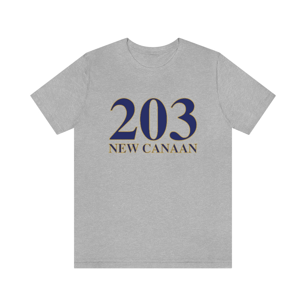 203 New Canaan Unisex Jersey Short Sleeve Tee  The 203 New Canaan Collection. Show off New Canaan and Connecticut at the same time. Colors were inspired by the Connecticut state flag.   Proceeds help build Finding New Canaan and Finding Connecticut's brand. 