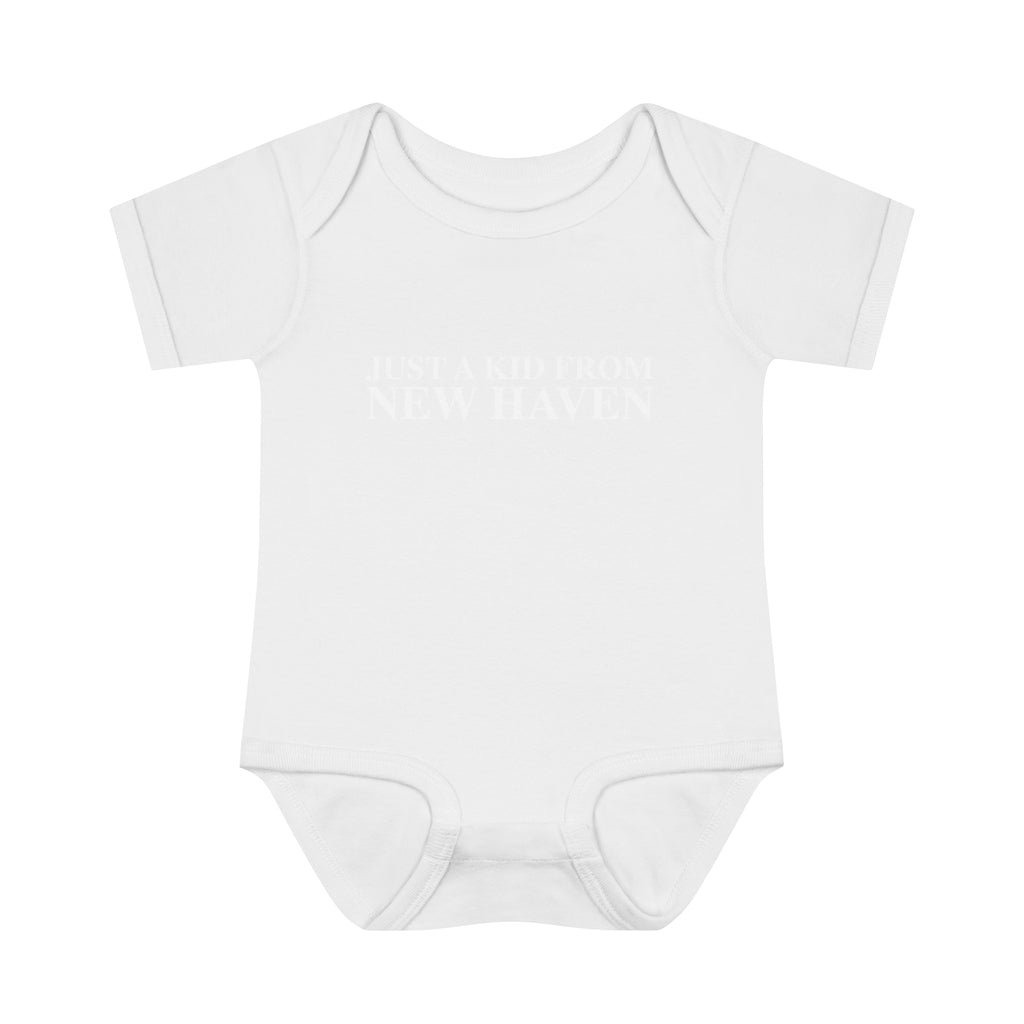 Just a kid from New Haven Infant Baby Rib Bodysuit