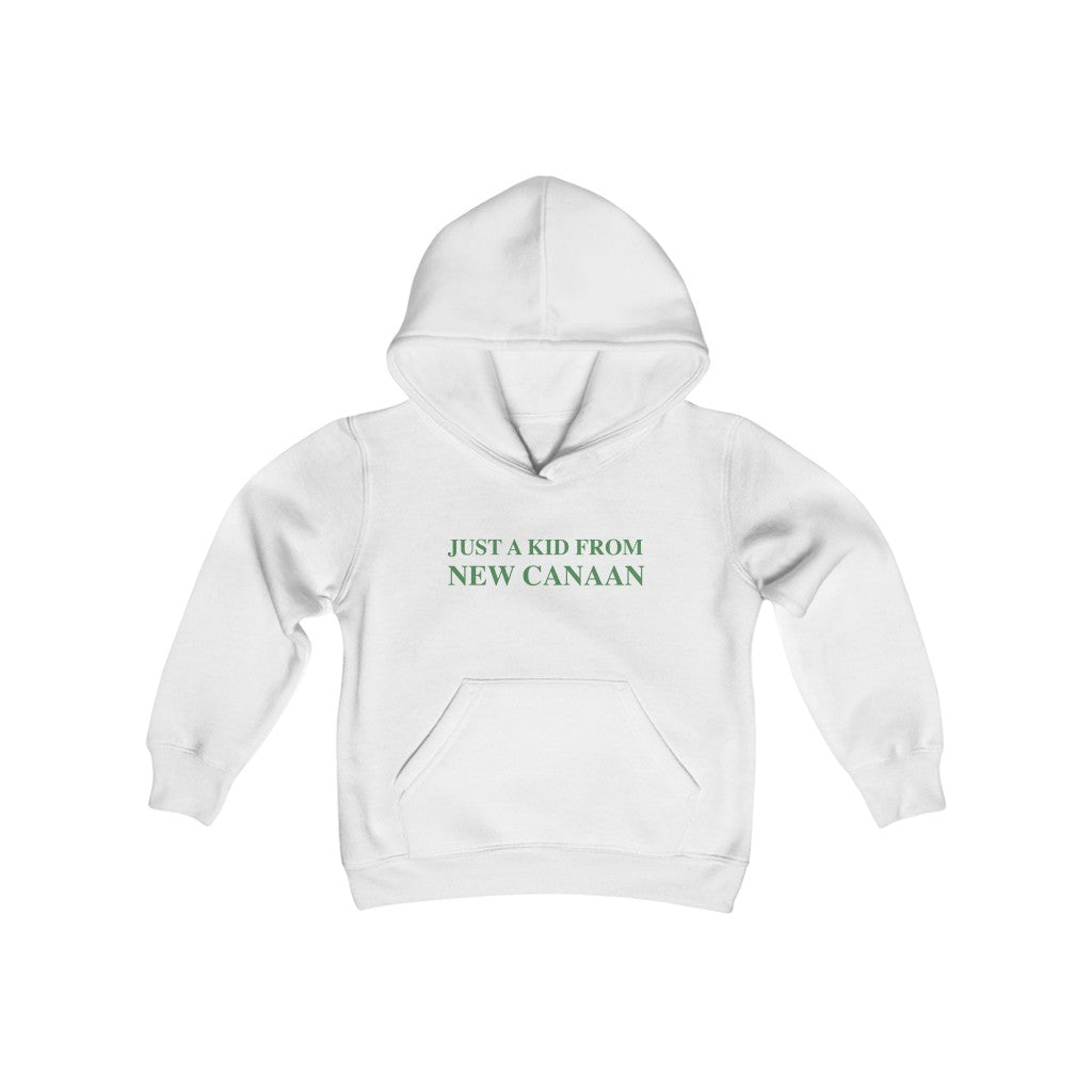  Just a kid from New Canaan Youth Heavy Blend Hooded Sweatshirt  Are you proud to be from New Canaan?  Show the world where you're from New Canaan! Represent New Canaan with this collection!   Proceeds from this collection help grow Finding New Canaan and Finding Connecticut websites and brands. 