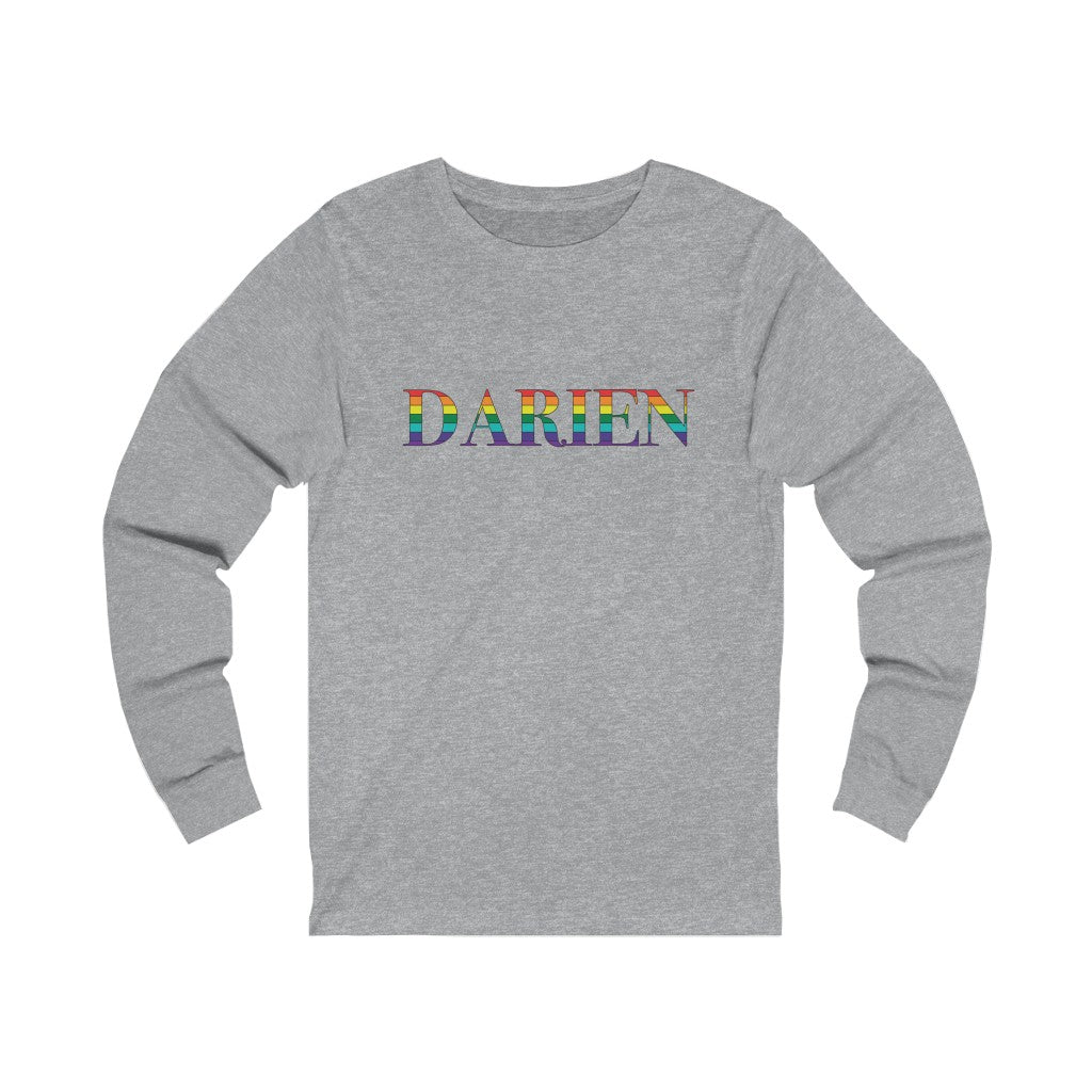 darien ct rainbow long sleeve tee shirt