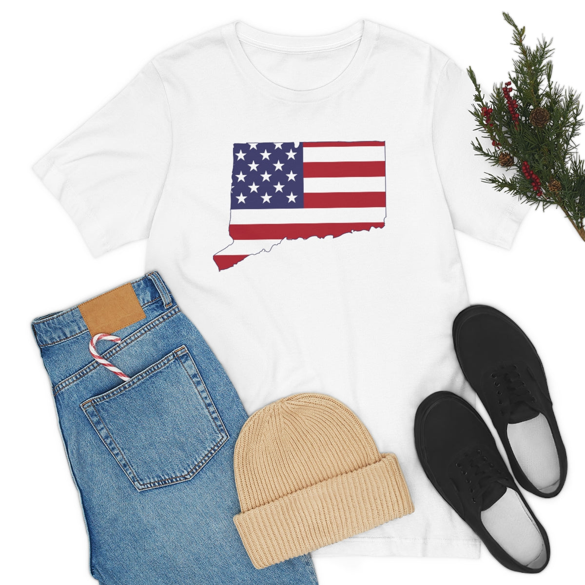 Connecticut American Flag Unisex Jersey Short Sleeve Tee