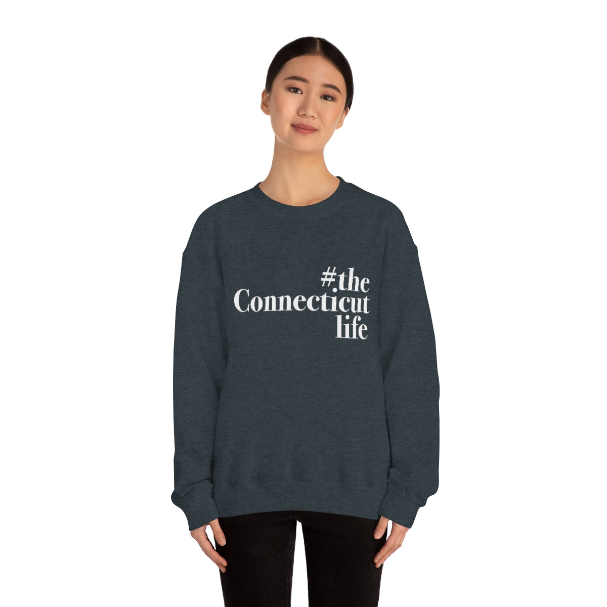 #theconnecticutlife Unisex Heavy Blend™ Crewneck Sweatshirt - White Font