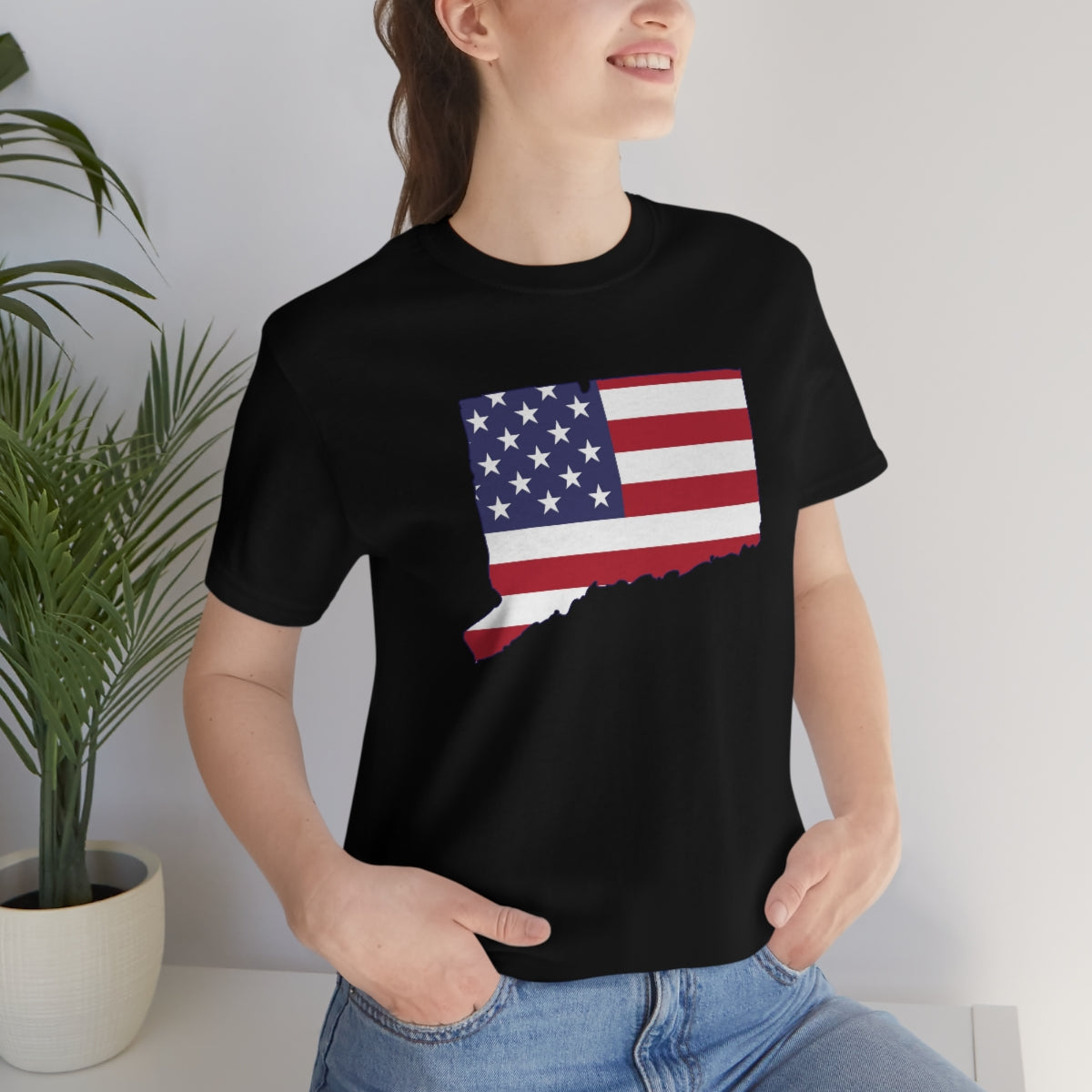 Connecticut American Flag Unisex Jersey Short Sleeve Tee