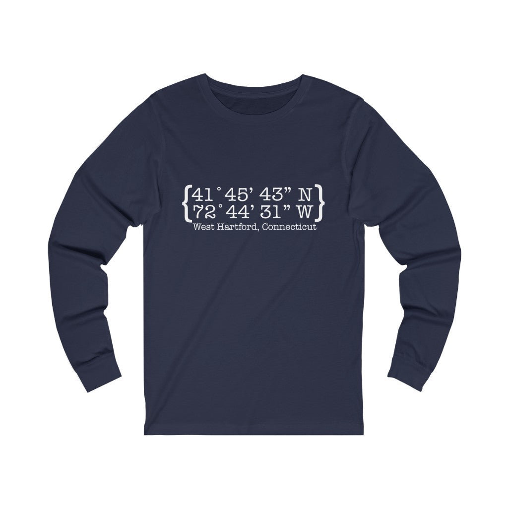 West Hartford Coordinates long sleeve tee shirts.  West Hartford Connecticut tee shirts, hoodies sweatshirts, mugs, other apparel, home gifts, and souvenirs. Proceeds of this collection go to help Finding Connecticut’s brand. Free USA shipping. 