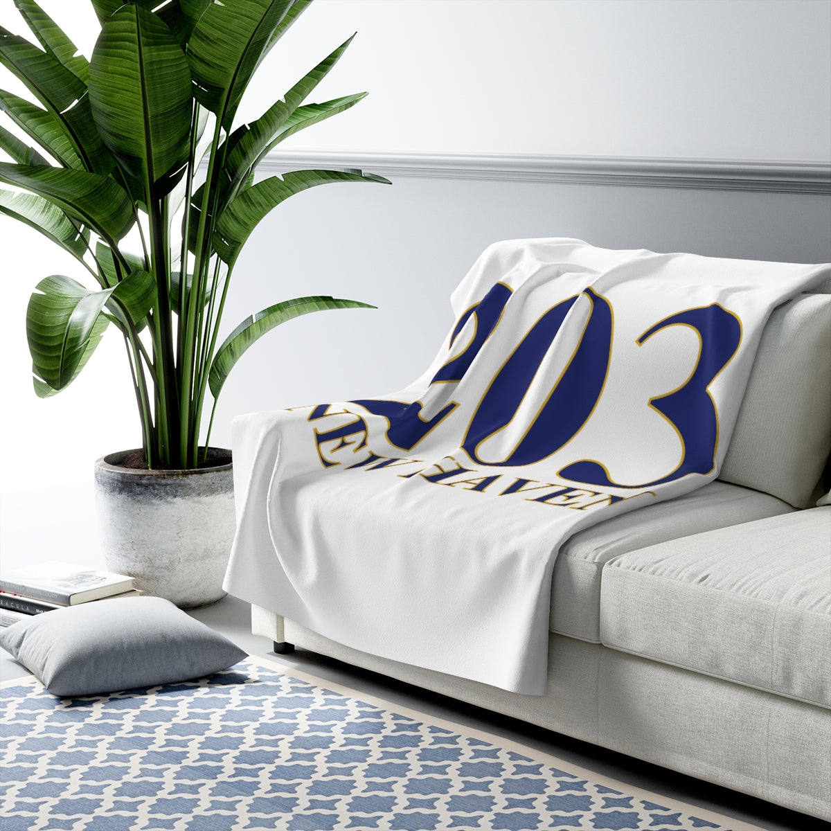 203 New Haven Sherpa Fleece Blanket 203 New Haven Collection. Inspired by the Connecticut flag and the 203! Show off for your pride for Connecticut and New Haven!   Proceeds of this collection go to help build Finding Connecticut’s website and brand. • Free USA shipping   Click here to go to our home page 