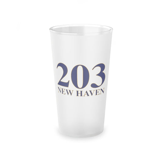 203 New Haven Frosted Pint Glass, 16oz 203 New Haven Collection. Inspired by the Connecticut flag and the 203! Show off for your pride for Connecticut and New Haven!   Proceeds of this collection go to help build Finding Connecticut’s website and brand. • Free USA shipping   Click here to go to our home page