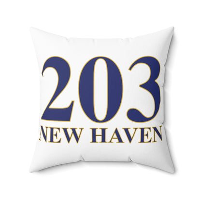 203 New Haven Spun Polyester Square Pillow  203 New Haven Collection. Inspired by the Connecticut flag and the 203! Show off for your pride for Connecticut and New Haven!   Proceeds of this collection go to help build Finding Connecticut’s website and brand. • Free USA shipping   Click here to go to our home page 
