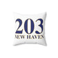 203 New Haven Spun Polyester Square Pillow  203 New Haven Collection. Inspired by the Connecticut flag and the 203! Show off for your pride for Connecticut and New Haven!   Proceeds of this collection go to help build Finding Connecticut’s website and brand. • Free USA shipping   Click here to go to our home page 