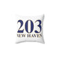 203 New Haven Spun Polyester Square Pillow  203 New Haven Collection. Inspired by the Connecticut flag and the 203! Show off for your pride for Connecticut and New Haven!   Proceeds of this collection go to help build Finding Connecticut’s website and brand. • Free USA shipping   Click here to go to our home page 