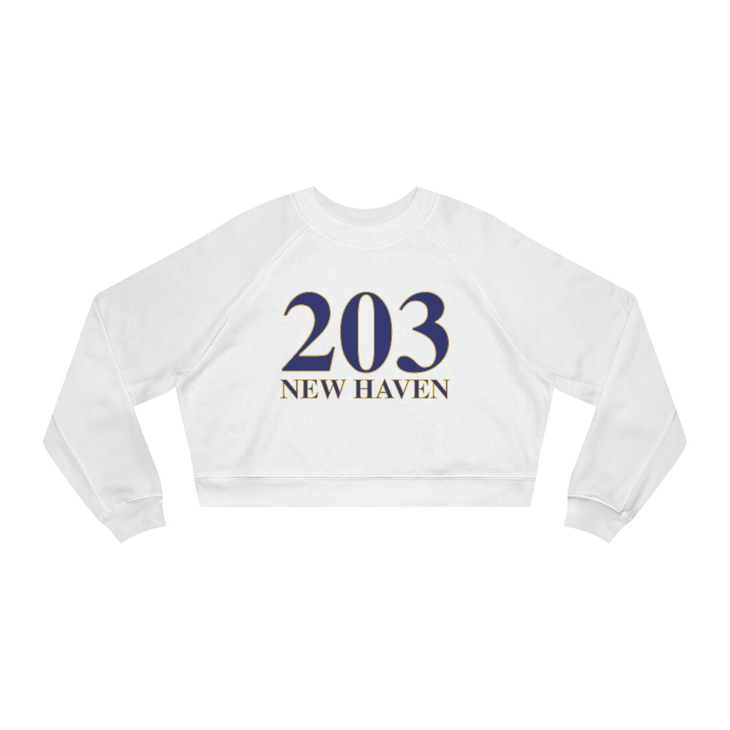 203 New Haven Women's Cropped Fleece Pullover 203 New Haven Collection. Inspired by the Connecticut flag and the 203! Show off for your pride for Connecticut and New Haven!   Proceeds of this collection go to help build Finding Connecticut’s website and brand. • Free USA shipping   Click here to go to our home page 