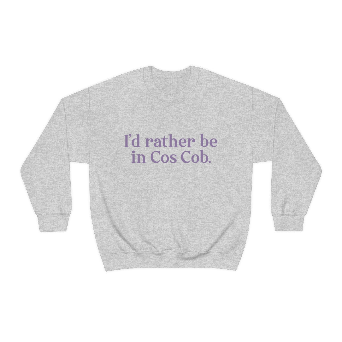 I'd rather be in Cos Cob. Unisex Heavy Blend™ Crewneck Sweatshirt - Purple Print