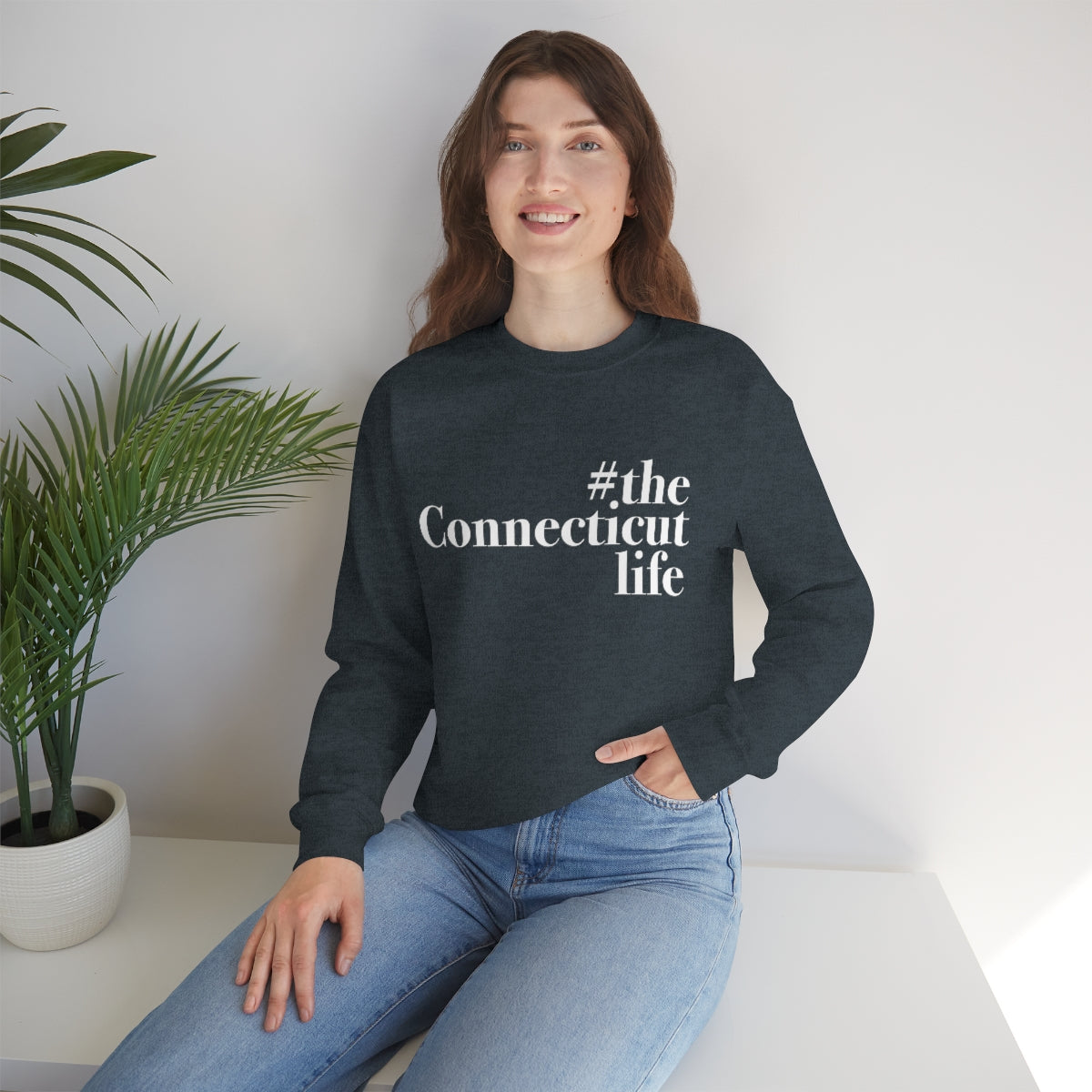 #theconnecticutlife Unisex Heavy Blend™ Crewneck Sweatshirt - White Font