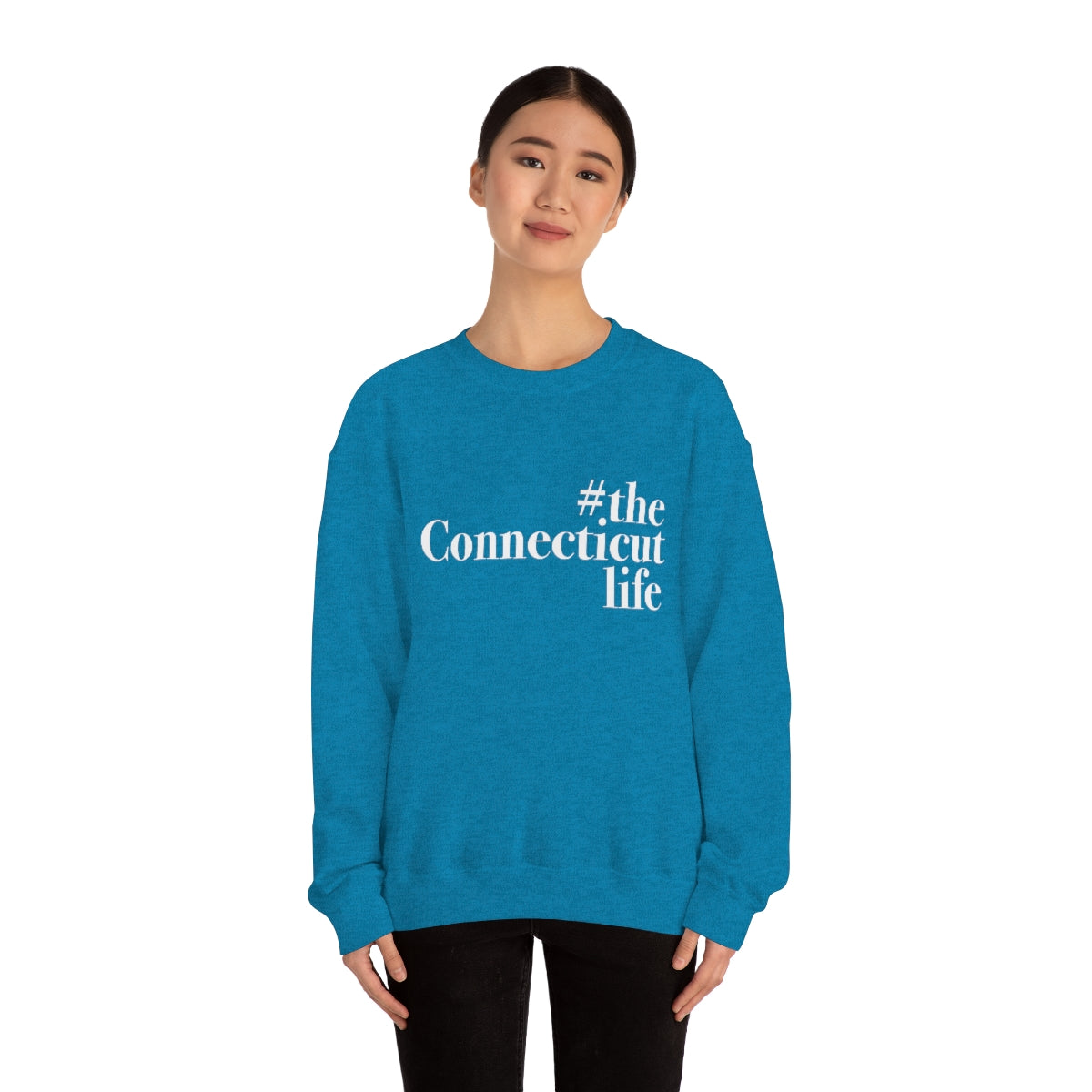 #theconnecticutlife Unisex Heavy Blend™ Crewneck Sweatshirt - White Font