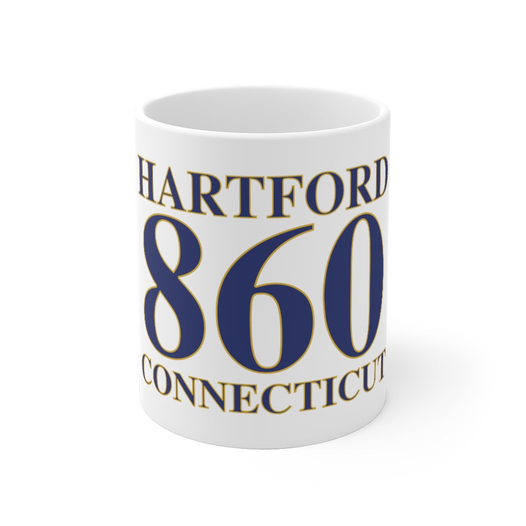 Hartford 860 Connecticut White Ceramic Mug 860 Hartford Collection. Inspired by the Connecticut flag and the 860! Show off for your pride for Connecticut and Hartford!   Proceeds of this collection go to help build Finding Connecticut’s website and brand. • Free USA shipping   Click here to go to our home page 