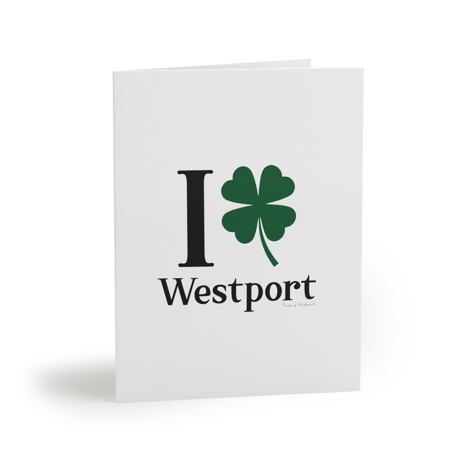 westport connecticut greeting card, st patricks day, i clover westport 