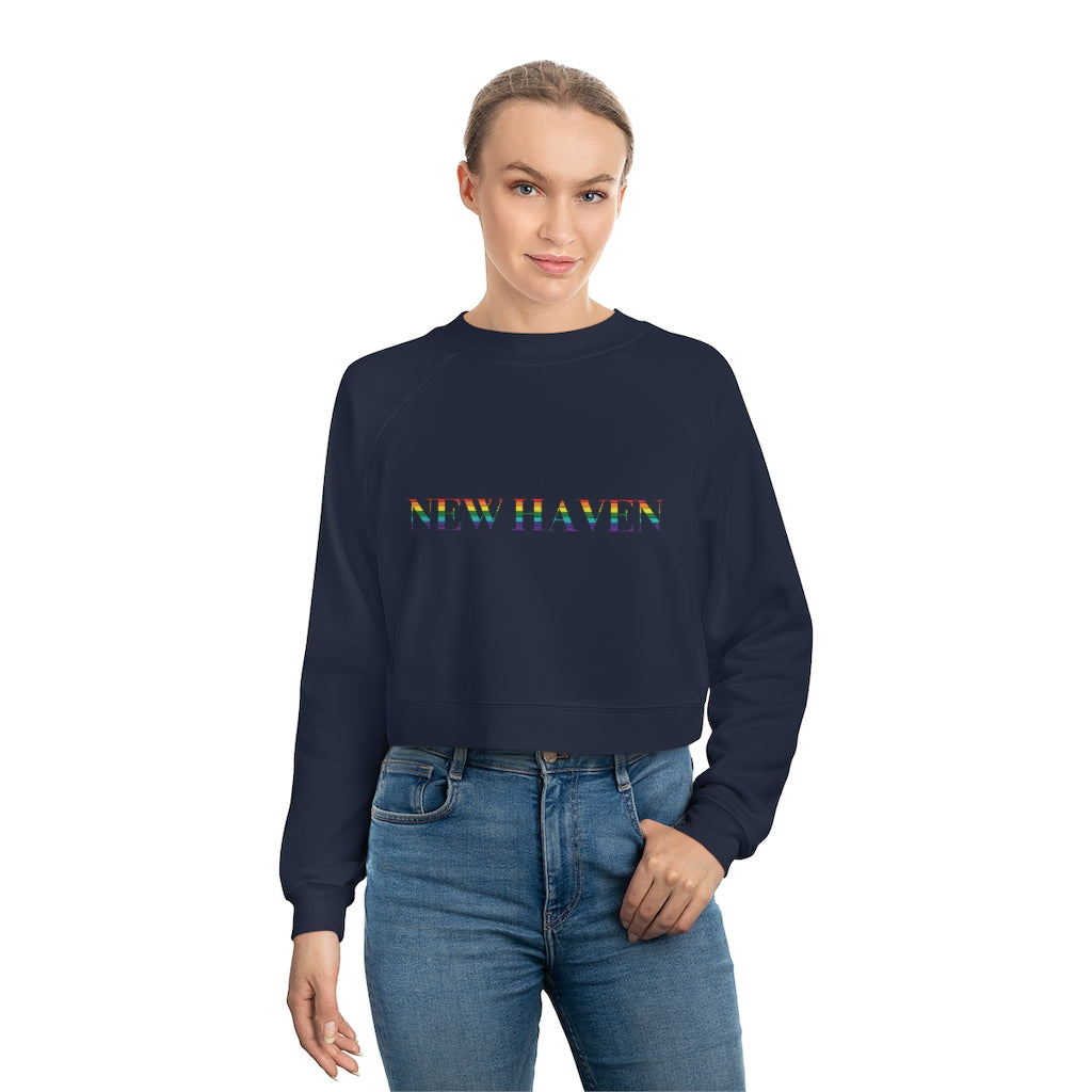 New Haven Rainbow Women's Cropped Fleece Pullover 