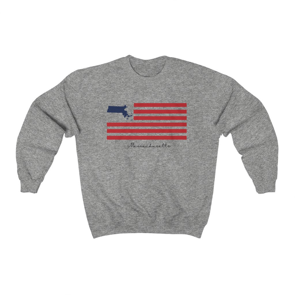 Massachusetts  American Flag collection has tee shirts, mugs, reusable bags, and other apparel and gifts. All proceeds goes to help build the Finding New England brand and get our website up and going. Free shipping on all products. 