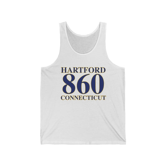 Hartford 860 Connecticut Unisex Jersey Tank 860 Hartford Collection. Inspired by the Connecticut flag and the 860! Show off for your pride for Connecticut and Hartford!   Proceeds of this collection go to help build Finding Connecticut’s website and brand. • Free USA shipping   Click here to go to our home page  