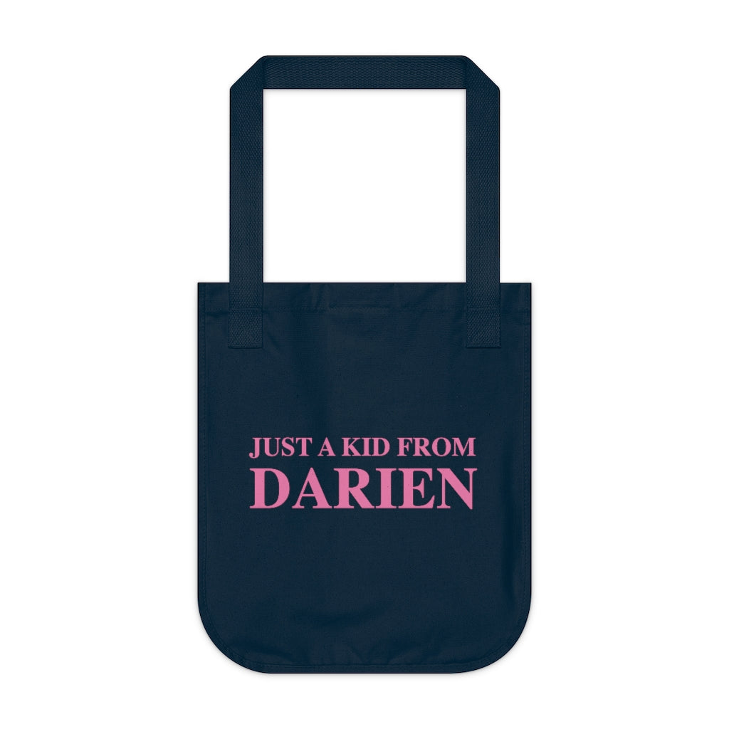 just a kid from darien tote bag