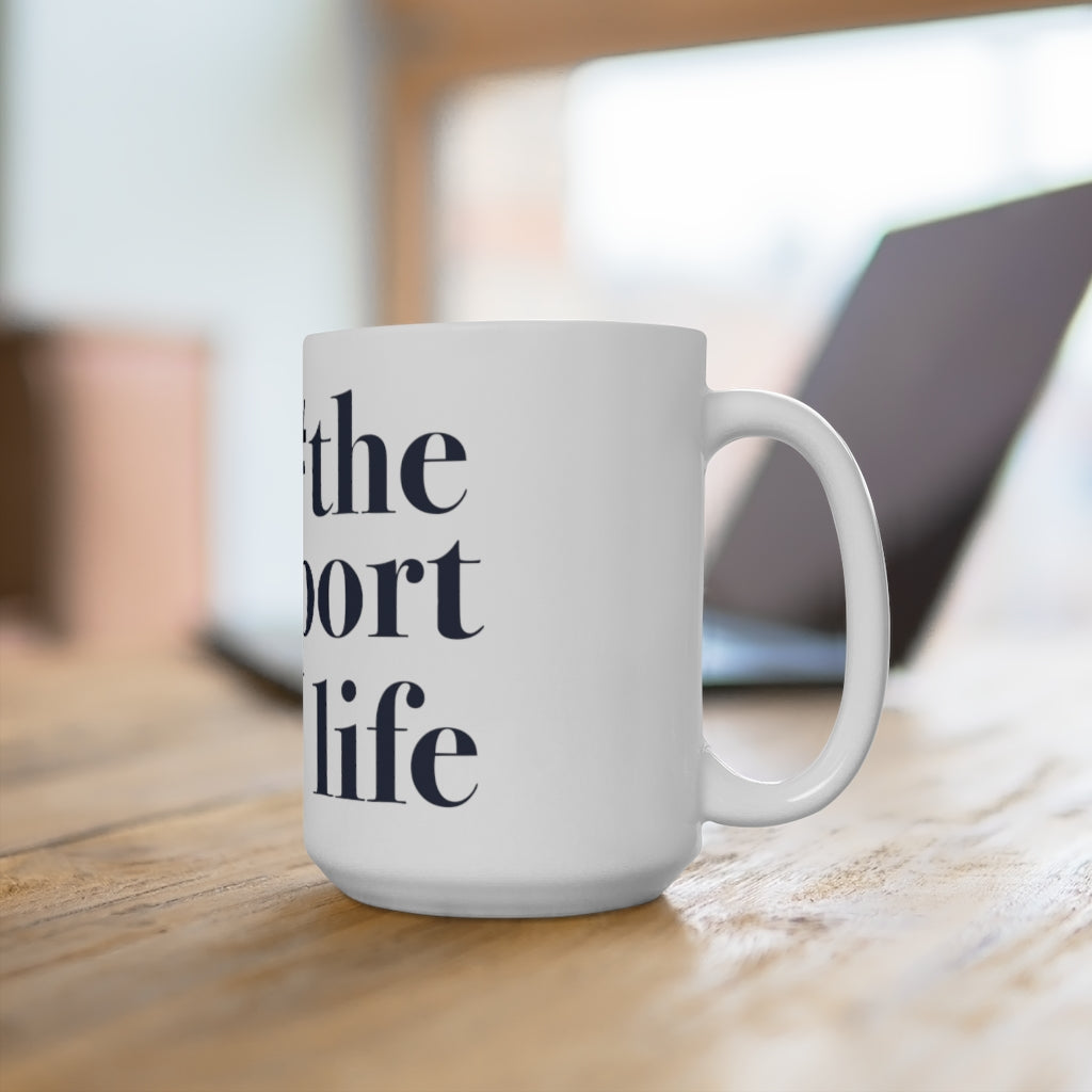 #thewestportlife Ceramic Mug 15oz.  Do you live the #thewestportlife? Living the #thewestportlife is a lifestyle and proudly show it off the world that your beach of choice is Compo Beach and you support the local lifestyle.  Free USA shipping on all products.  Proceeds of this collection goes to help grow Finding Westport and Finding Connecticut’s brand.