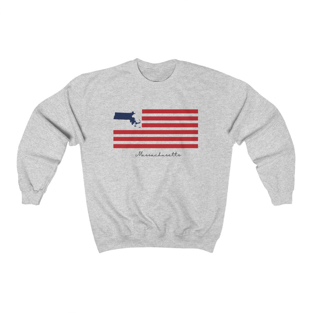 Massachusetts  American Flag collection has tee shirts, mugs, reusable bags, and other apparel and gifts. All proceeds goes to help build the Finding New England brand and get our website up and going. Free shipping on all products. 