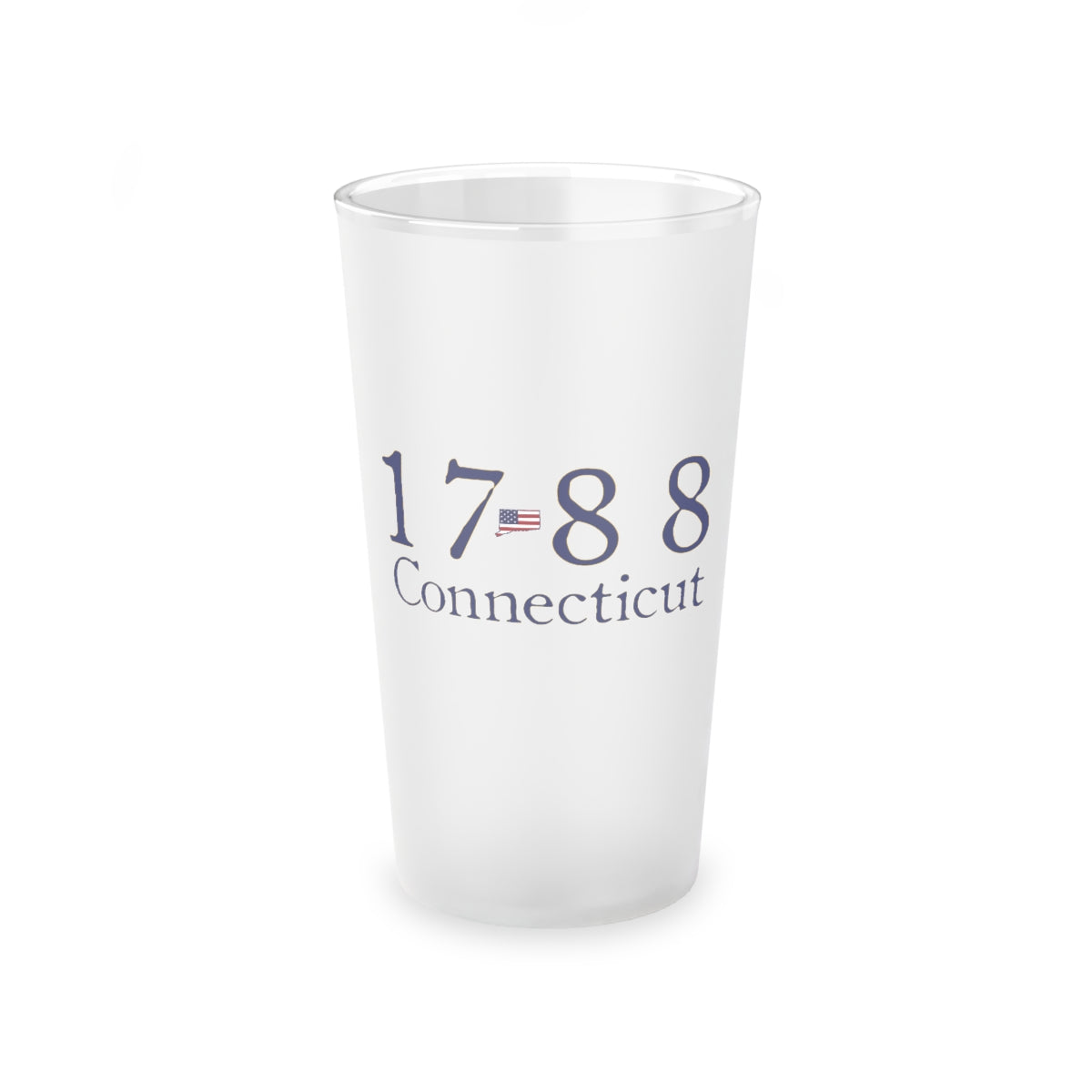 1788 Connecticut American Flag Frosted Pint Glass, 16oz