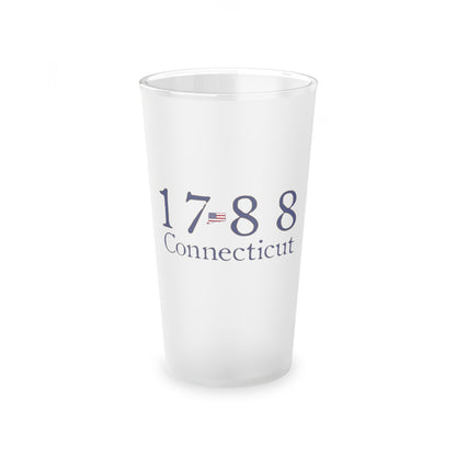 1788 Connecticut American Flag Frosted Pint Glass, 16oz