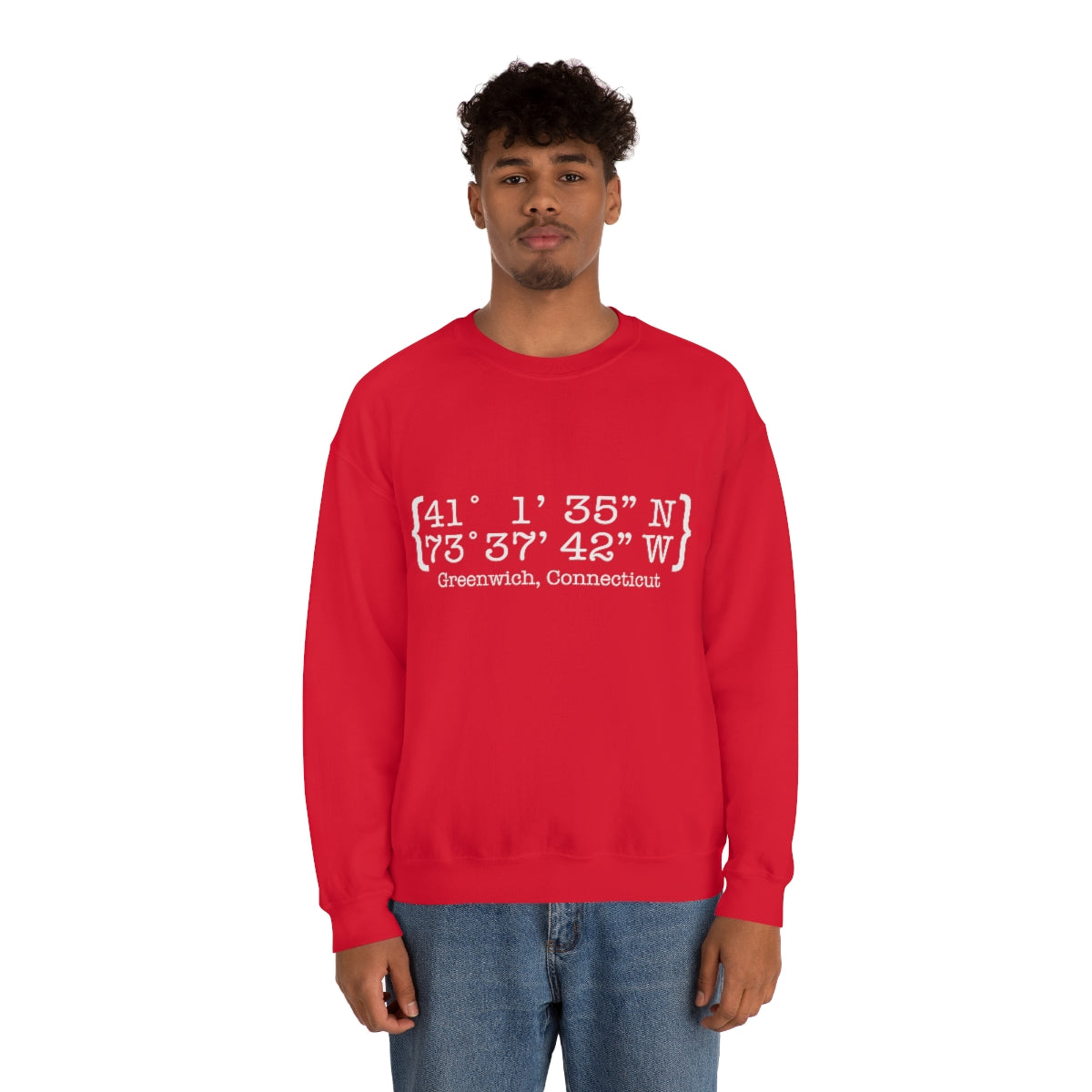 Greenwich Coordinates Unisex Heavy Blend™ Crewneck Sweatshirt - White Print