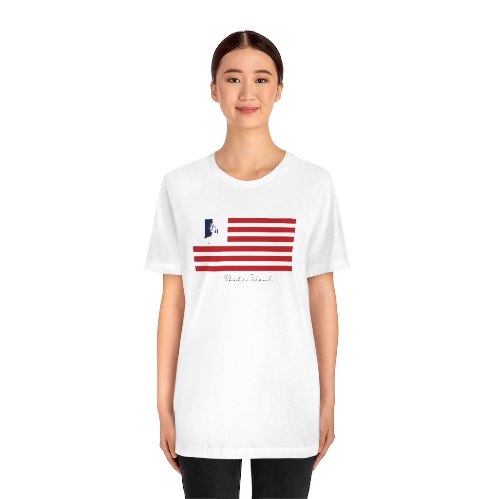 Rhode Island American Flag collection has tee shirts, mugs, reusable bags, and other apparel and gifts. All proceeds goes to help build the Finding New England brand and get our website up and going. Free shipping on all products. 