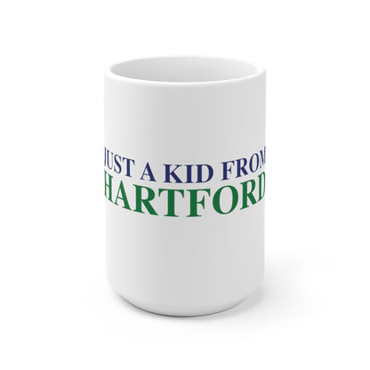 Just a kid from Hartford White Ceramic Mug  Did you grow up in Hartford, Connecticut? Or know of someone who did? This collection is for someone who has those special Hartford memories.  Proceeds help grow Finding Connecticut's website and brand.   Click here to go back to our home page. 