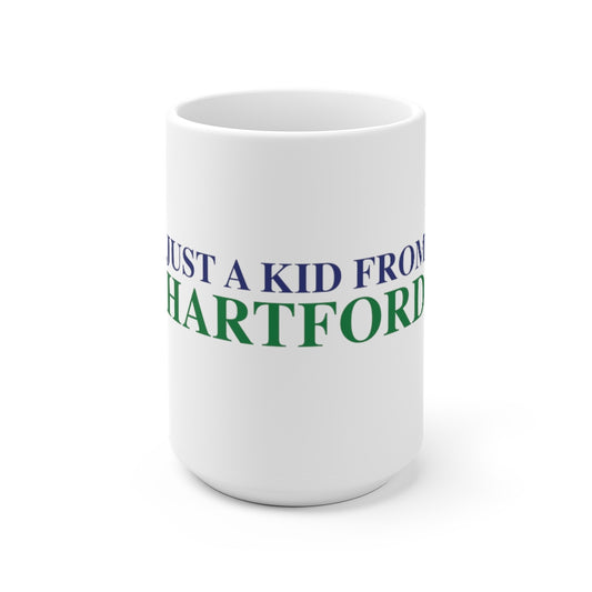 Just a kid from Hartford White Ceramic Mug  Did you grow up in Hartford, Connecticut? Or know of someone who did? This collection is for someone who has those special Hartford memories.  Proceeds help grow Finding Connecticut's website and brand.   Click here to go back to our home page. 