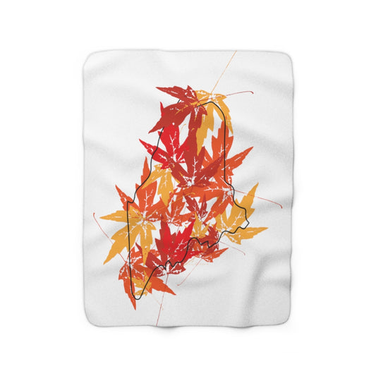 Maine leaves sherpa fleece blanket