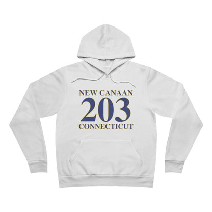 New Canaan 203 Connecticut Unisex Sponge Fleece Pullover Hoodie  The 203 New Canaan Collection. Show off New Canaan and Connecticut at the same time. Colors were inspired by the Connecticut state flag.   Proceeds help build Finding New Canaan and Finding Connecticut's brand. 