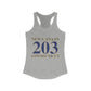 New Canaan 203 Connecticut Women's Ideal Racerback Tank  The 203 New Canaan Collection. Show off New Canaan and Connecticut at the same time. Colors were inspired by the Connecticut state flag.   Proceeds help build Finding New Canaan and Finding Connecticut's brand. 
