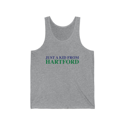 Just a kid from Hartford Women's Unisex Jersey Tank  Did you grow up in Hartford, Connecticut? Or know of someone who did? This collection is for someone who has those special Hartford memories.  Proceeds help grow Finding Connecticut's website and brand.   Click here to go back to our home page. 