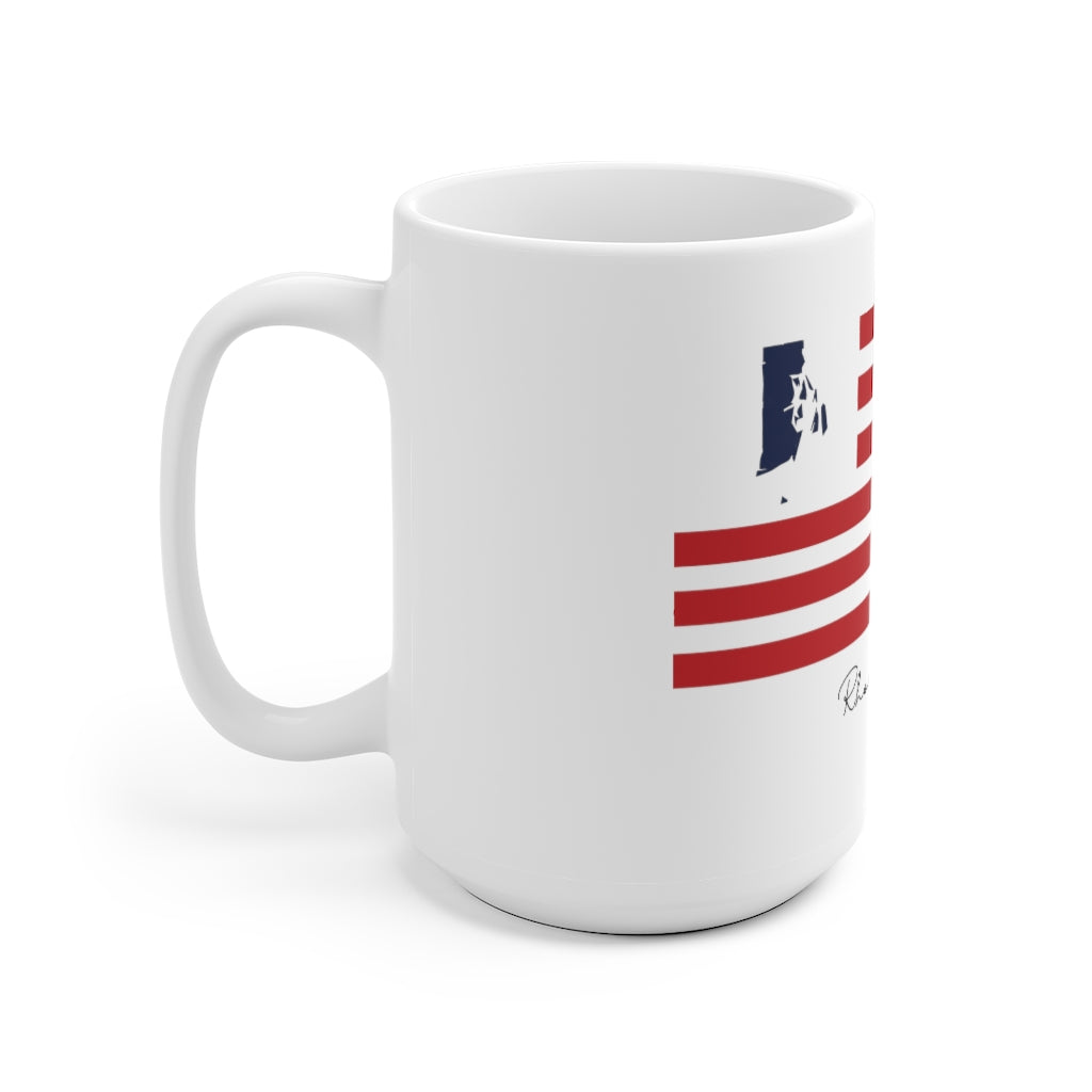 Rhode Island Flag White Ceramic Mug