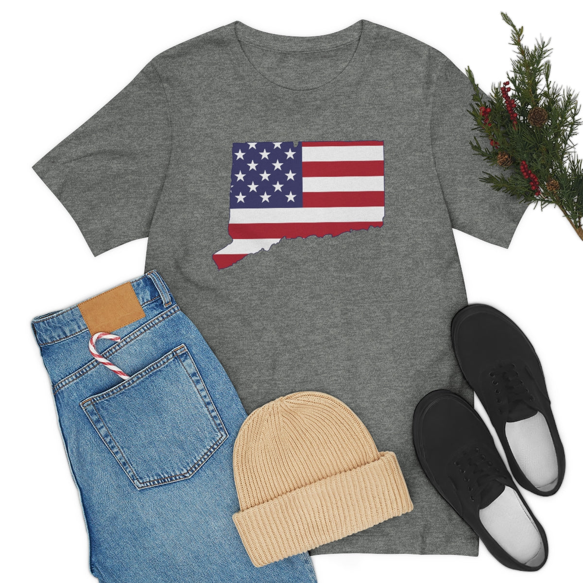 Connecticut American Flag Unisex Jersey Short Sleeve Tee