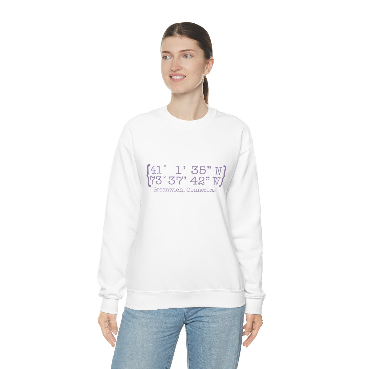 Greenwich Coordinates Unisex Heavy Blend™ Crewneck Sweatshirt - Purple Print