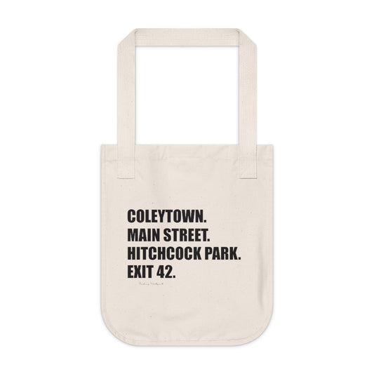 Coleytown. Main Street. Hitchcock Park. Exit 42. Organic Canvas Tote Bag  How do you say Westport without saying Westport? Westport, Connecticut is filled with unique aspects. Each providing different elements that make up the town from historic to modern traditions.   Proceeds of this collection goes to help build Finding Westport and Finding Connecticut's  brands. 