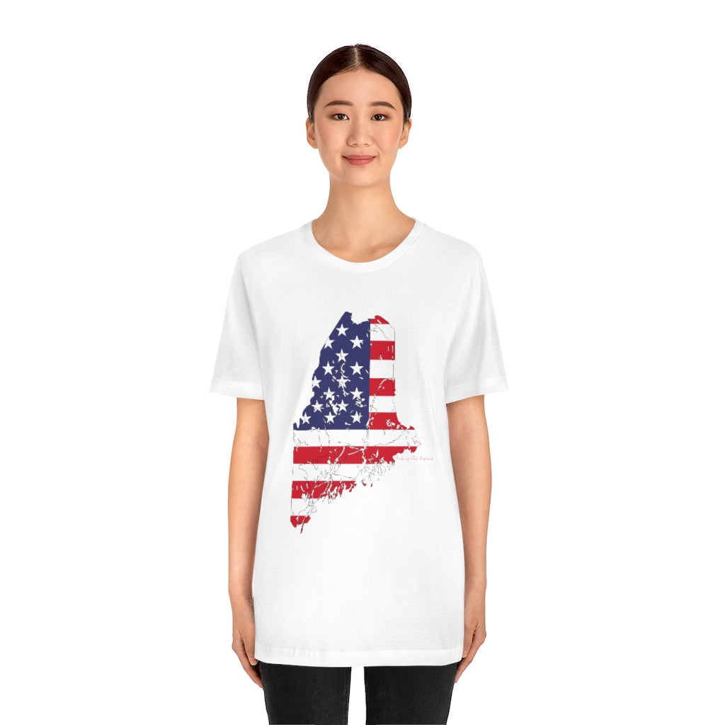 Maine American Flag collection has tee shirts, mugs, reusable bags, and other apparel and gifts. All proceeds goes to help build the Finding Maine brand and get our website up and going. Free shipping on all products. 