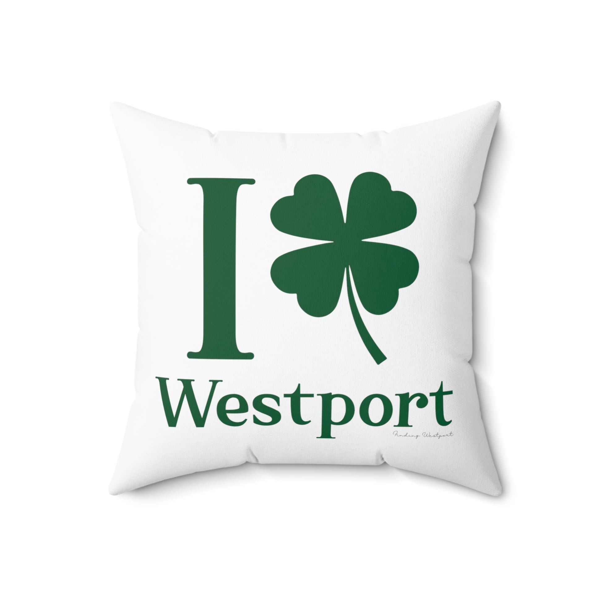 westport connecticut st. patricks day piillow, i clover westport 