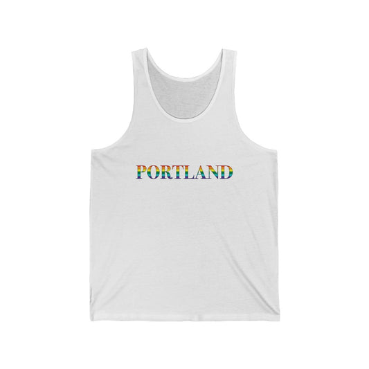 Portland Maine Rainbow  Unisex Jersey Tank