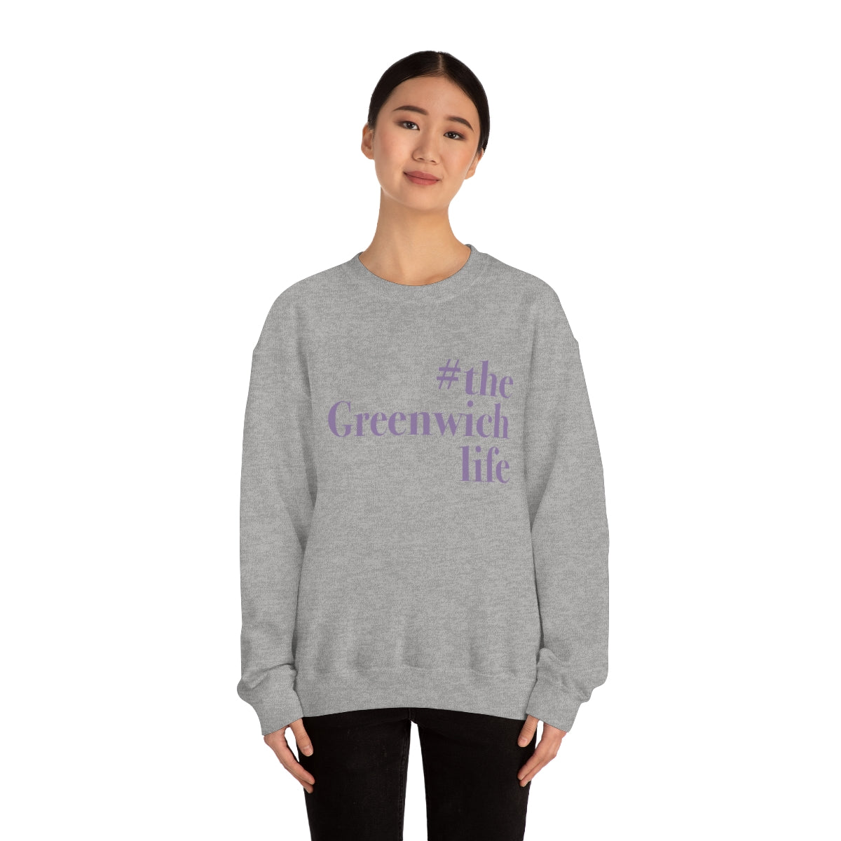 #thegreenwichlife Unisex Heavy Blend™ Crewneck Sweatshirt (purple print)