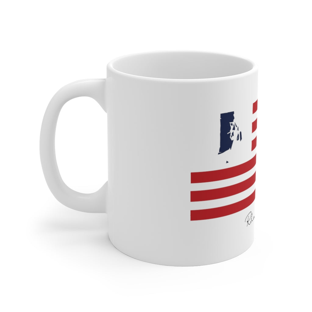 Rhode Island Flag White Ceramic Mug