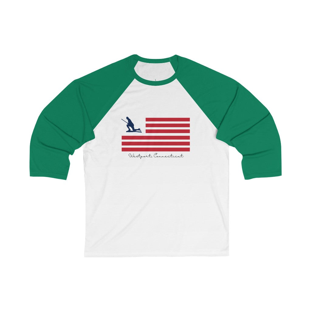 Minuteman Flag Unisex 3/4 Sleeve Baseball Tee